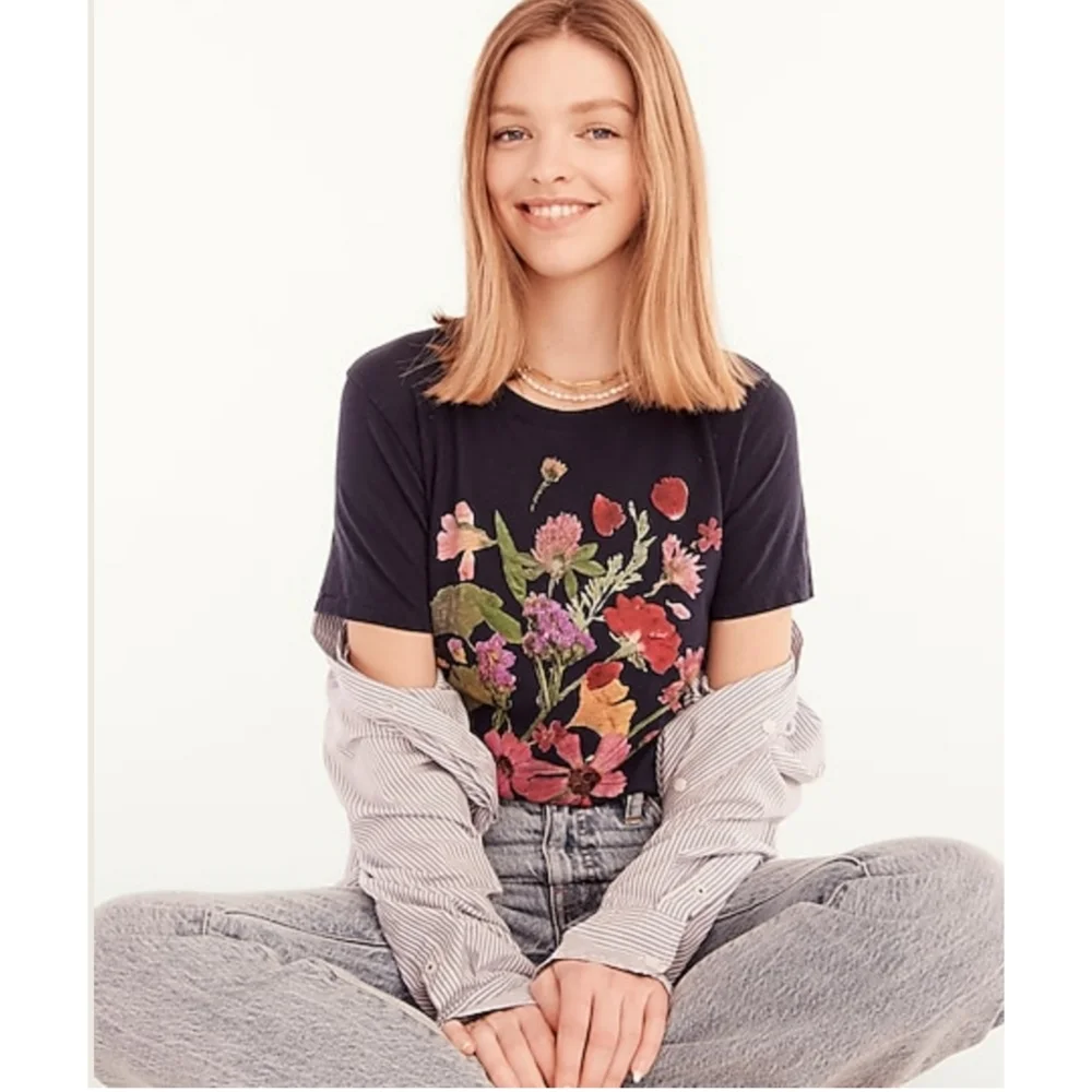 J.Crew Vintage cotton pressed-flower crewneck T-shirt